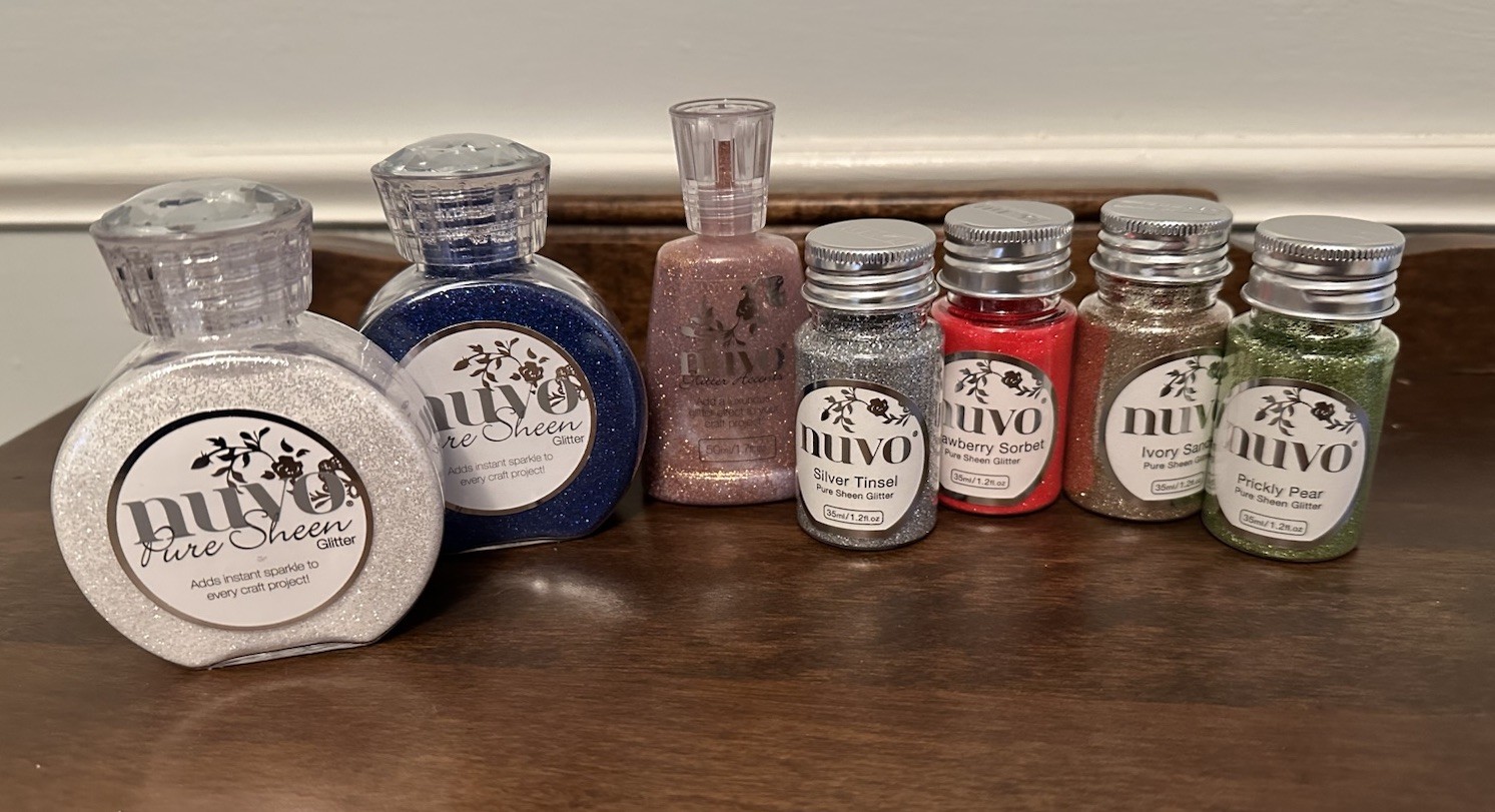 NEW Lot of 7 Bottles NUVO PURE SHEEN GLITTER ACCENTS For Crafts - Asst. Colors