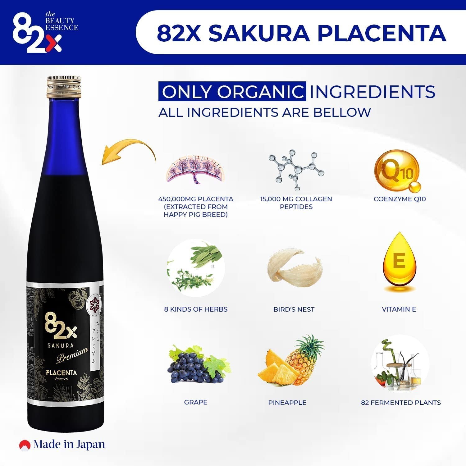82X Sakura Placenta Liquid Drink Premium Placenta 450,000mg Placenta 2 Pack