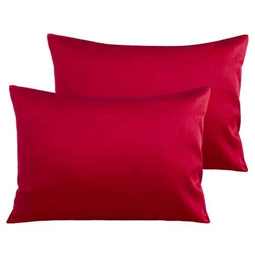Egyptian Cotton Toddler Pillowcases - Set of 2 - 13x18 Inch (Pack of 2) Red