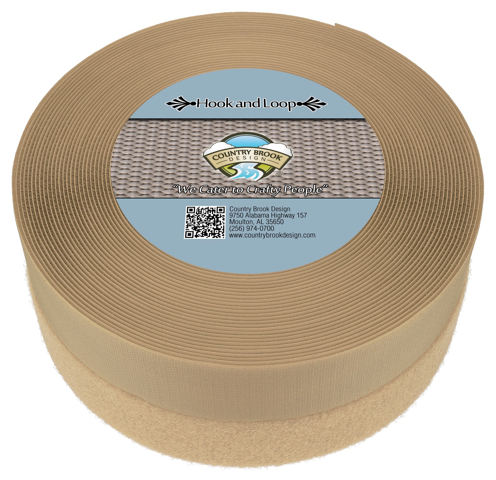 Country Brook Design | Beige Sew on Hook and Loop (2 inch, 25 yards)