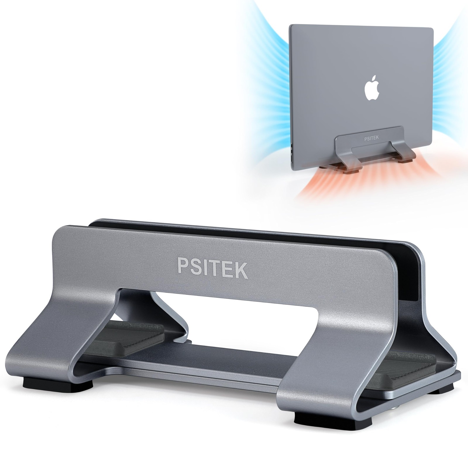 Aluminum Vertical Laptop Stand Dock Holder Adjustable Slot Width 1242mm