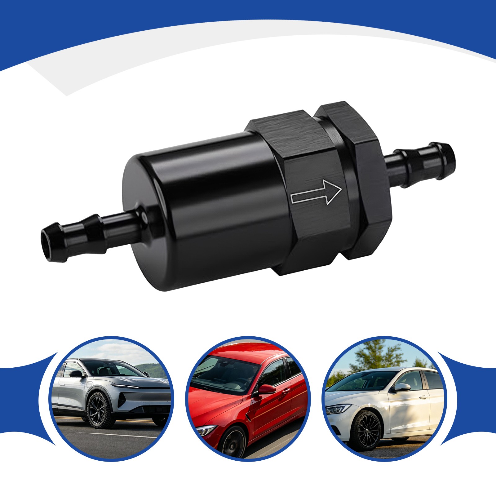 5/16" Check Valve, One Way Valve Fitting, Fuel Check Valve One Way Inline Black