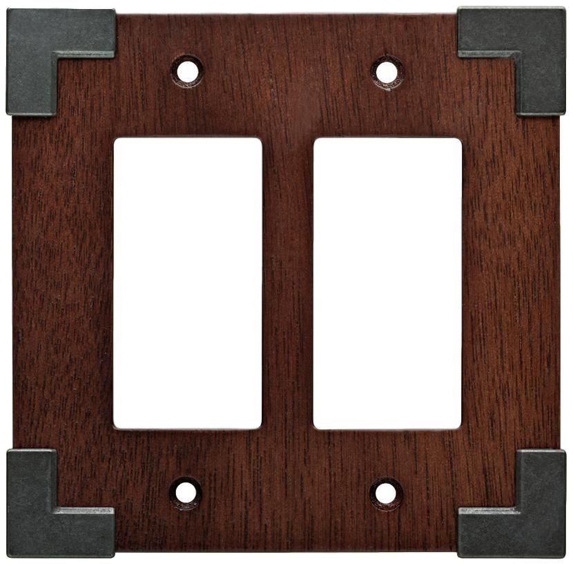 (5 Pack) Brainerd -  Rowland Double Rocker Wall Plate - Charcoal Ebony and Soft