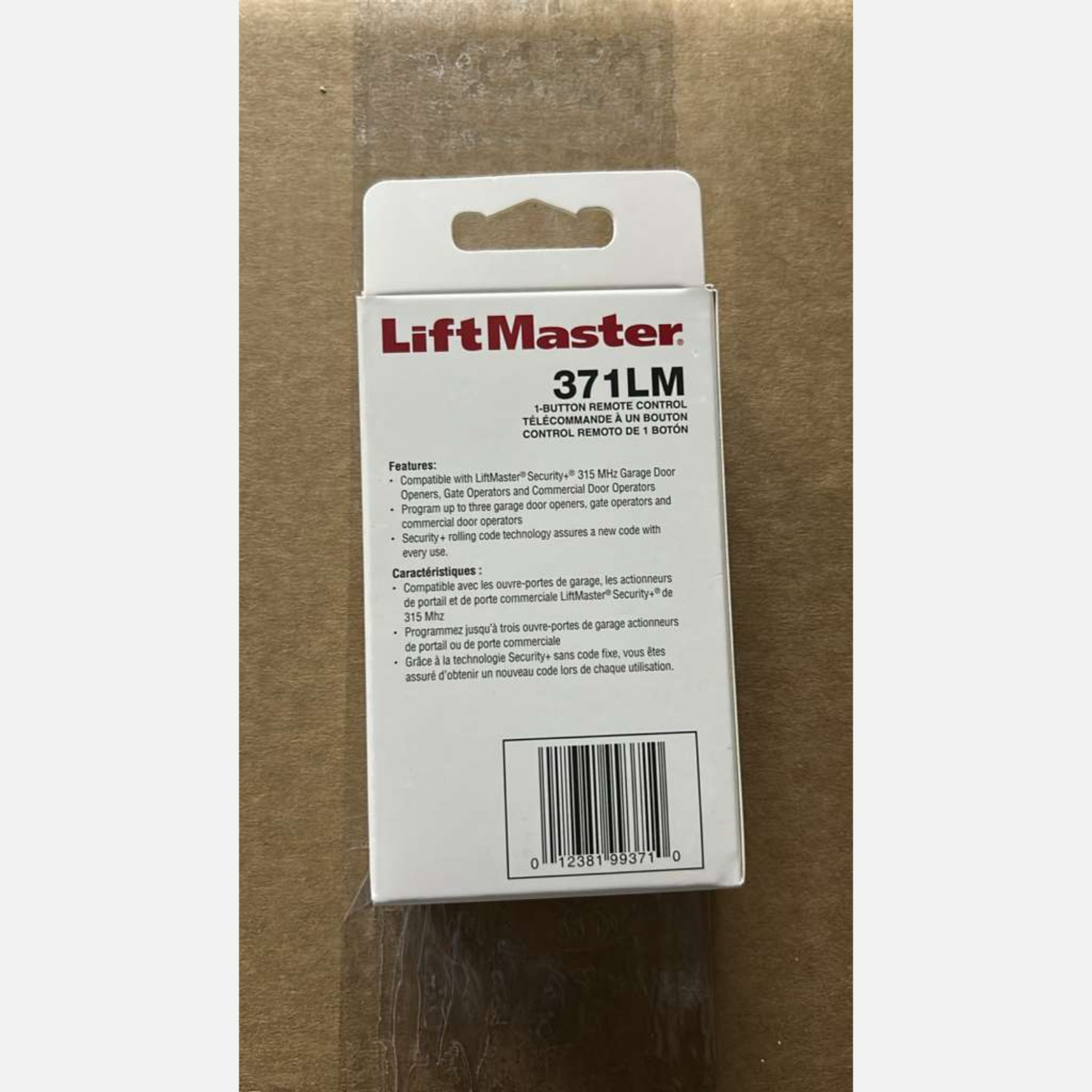 2 Pack LiftMaster 371LM 1-Button Security+ 315MHz Garage Door Remote Control