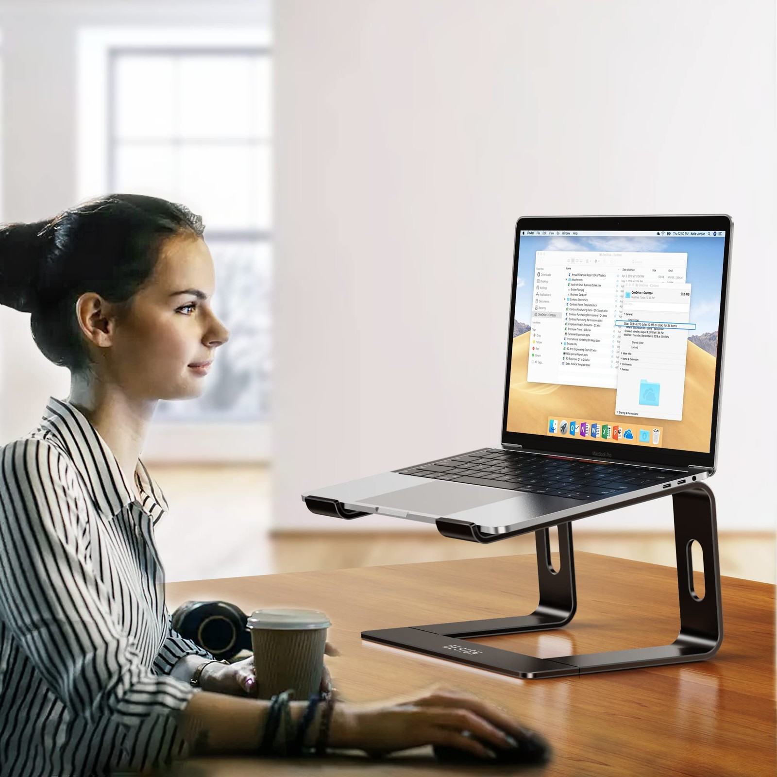 LS03 Aluminum Laptop Stand, Ergonomic Detachable Computer Stand, Notebook Ris...