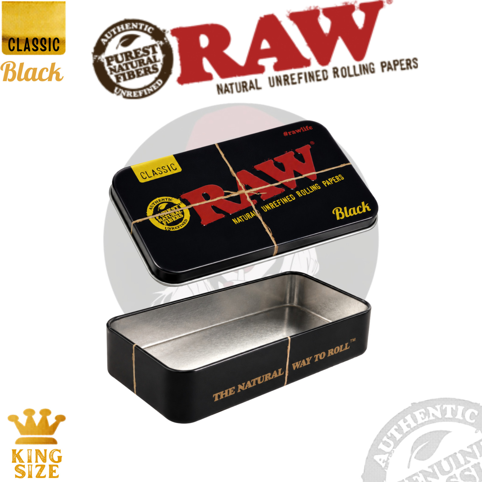 RAW Black Metal Tin Can | Reusable RAW Storage Tin Box for Smoking Accessories