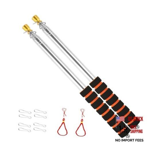 98.4 inches Flagpoles, 2-Pack，Multi-Purpose Extendable Pole for Teaching, Tour