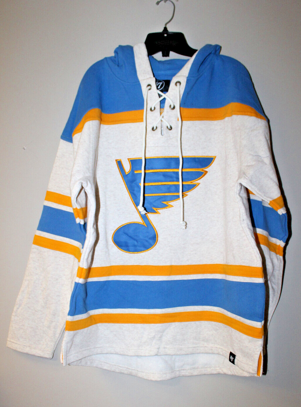 New NHL St. Louis Blues Lacer jersey style mid weight cotton hoodie men's XL