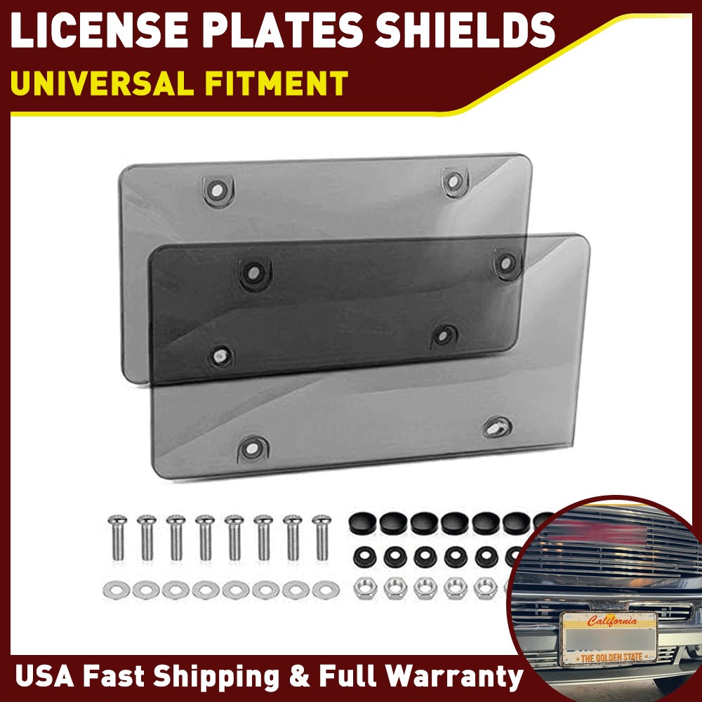 2 pack License Unbreakable Plate Front Rear Decors Auto Tag Trim Protector