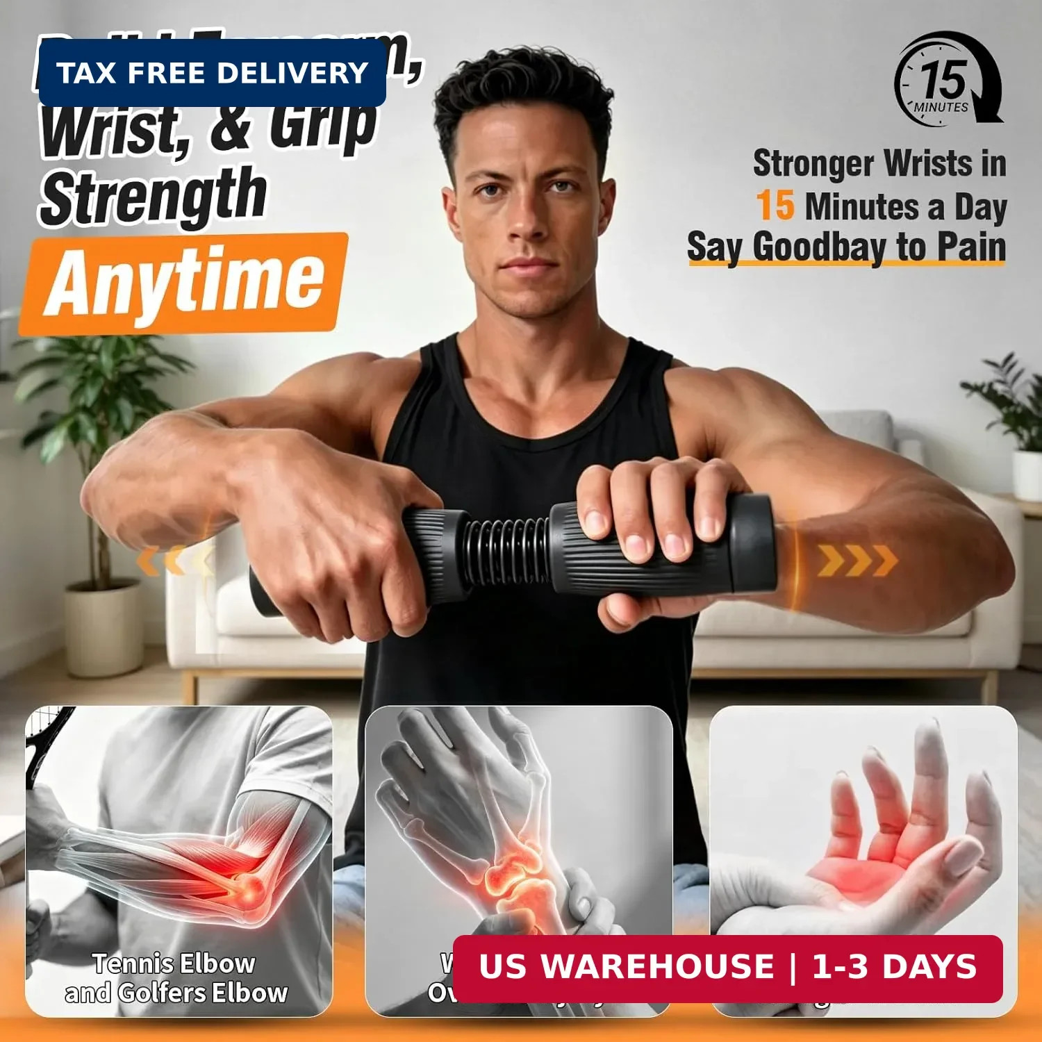 Forearm & Wrist Strength Trainer, Adjustable Resistance Forearm Exerciser with I