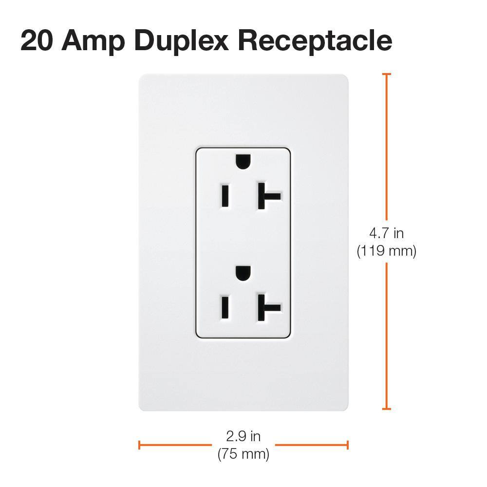 Claro 20 Amp Duplex Outlet, Pumice (SCR-20-PM)