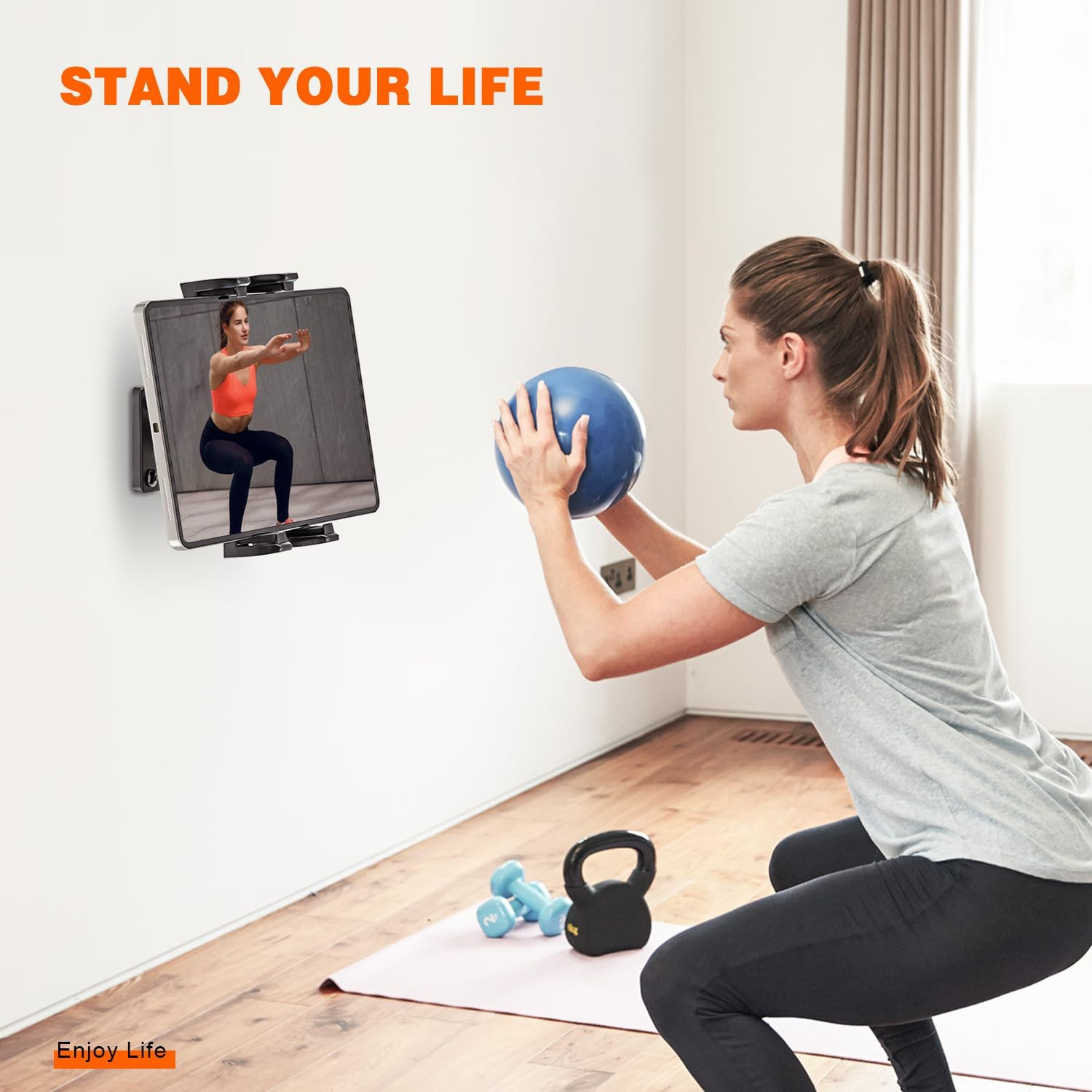 Tablet Wall Mount, 360° Rotation Tablet Holder Stand, Sturdy Metal Base, Kitchen