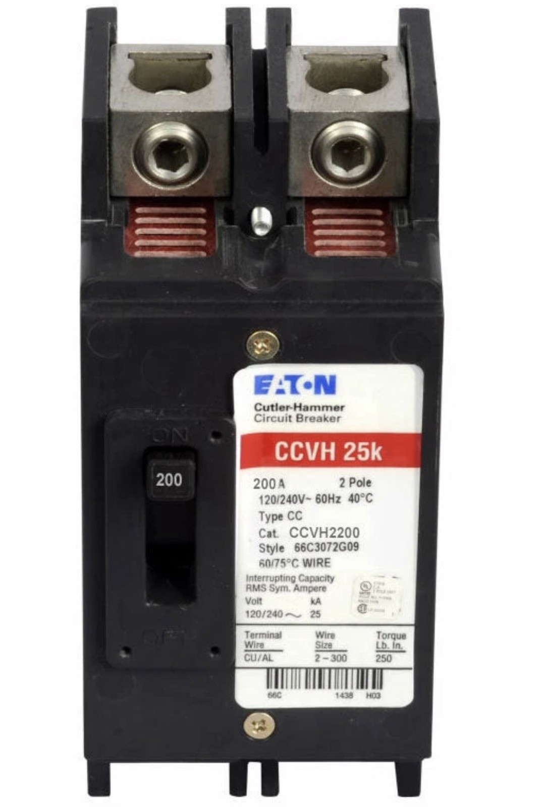 NIB - Eaton - CCVH2200 - Molded Case Circuit Breaker - 200A, 1-Phase, 120/240V