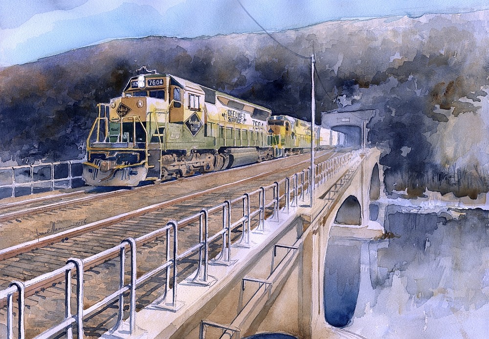 Reading RR Bee Line, Black Rock Tunnel Bridge, Penna. James Mann Train Notecards