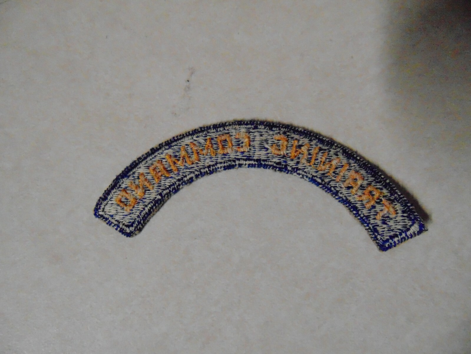 MILITARY PATCH TAB SEW ON OLDER WW2 ERA NO GLOW TRAINING COMMAND SCROLL