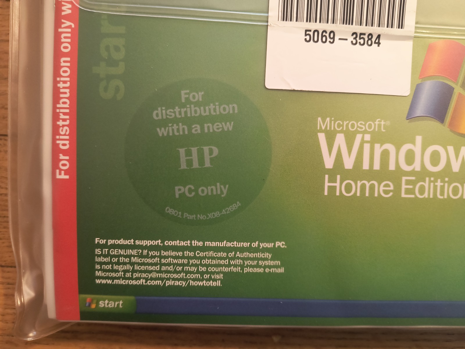 Microsoft Windows XP Home Edition Sealed Documentation (HP Computer)