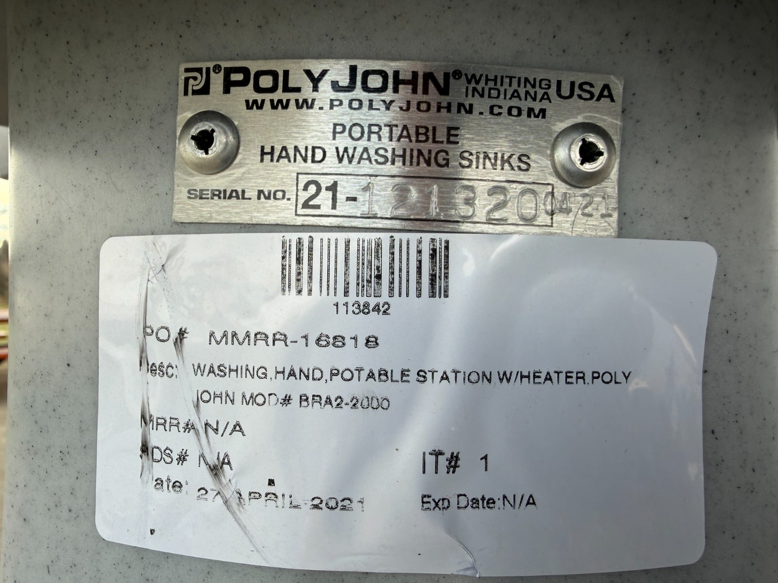 PolyJohn Bravo 2 Double Sided Heated Portable Sink Soap Towel BRA2-2000