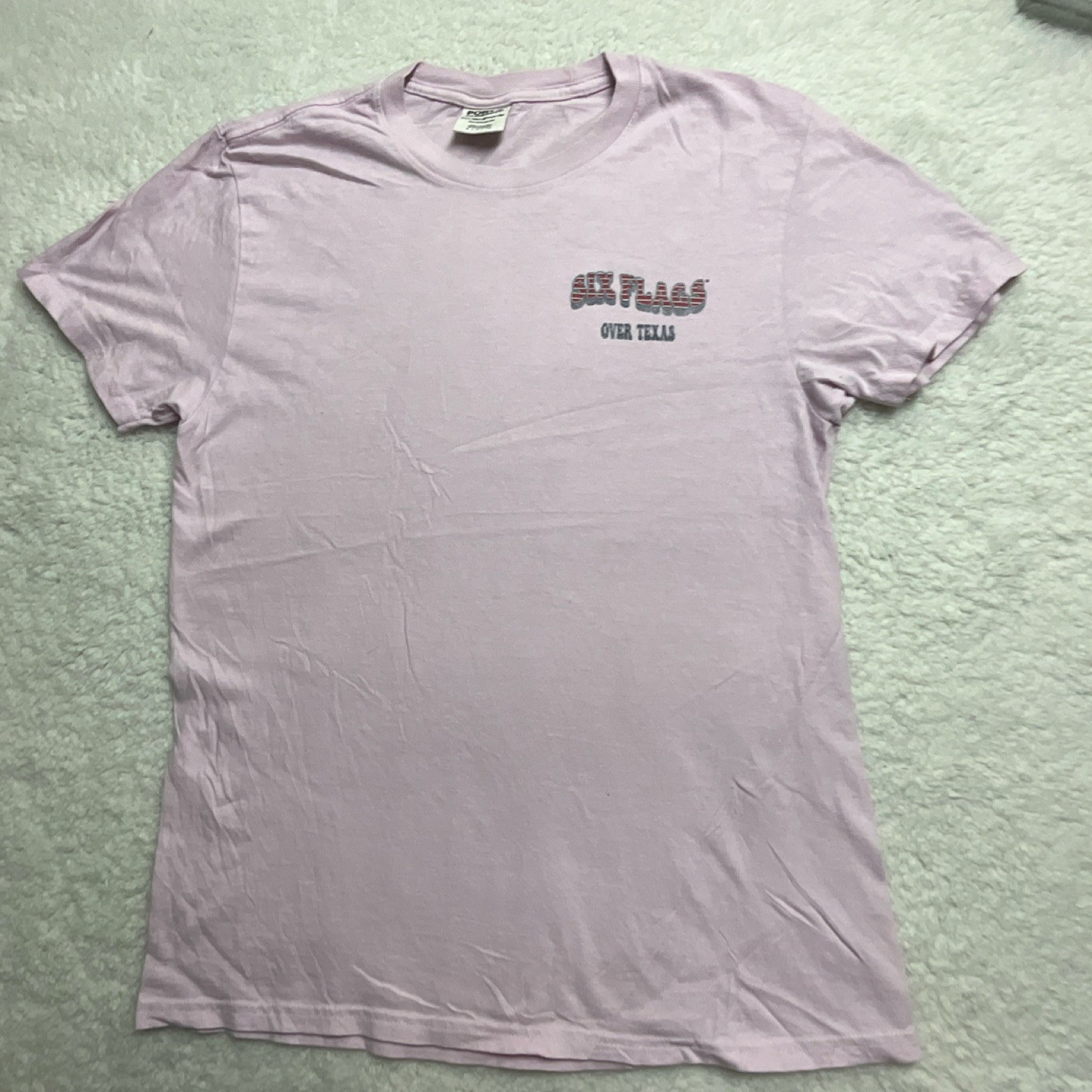Port & Company Six Flags Over Texas Pink T-Shirt Size S Amusement Parks