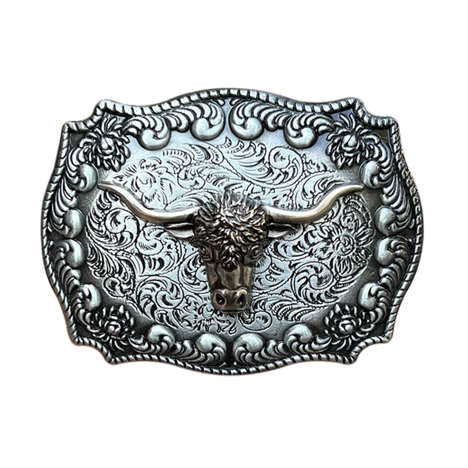 Seternaly Longhorn Belt Buckle Western Cowboy Rodeo 3.31*2.56 in, Animal-002