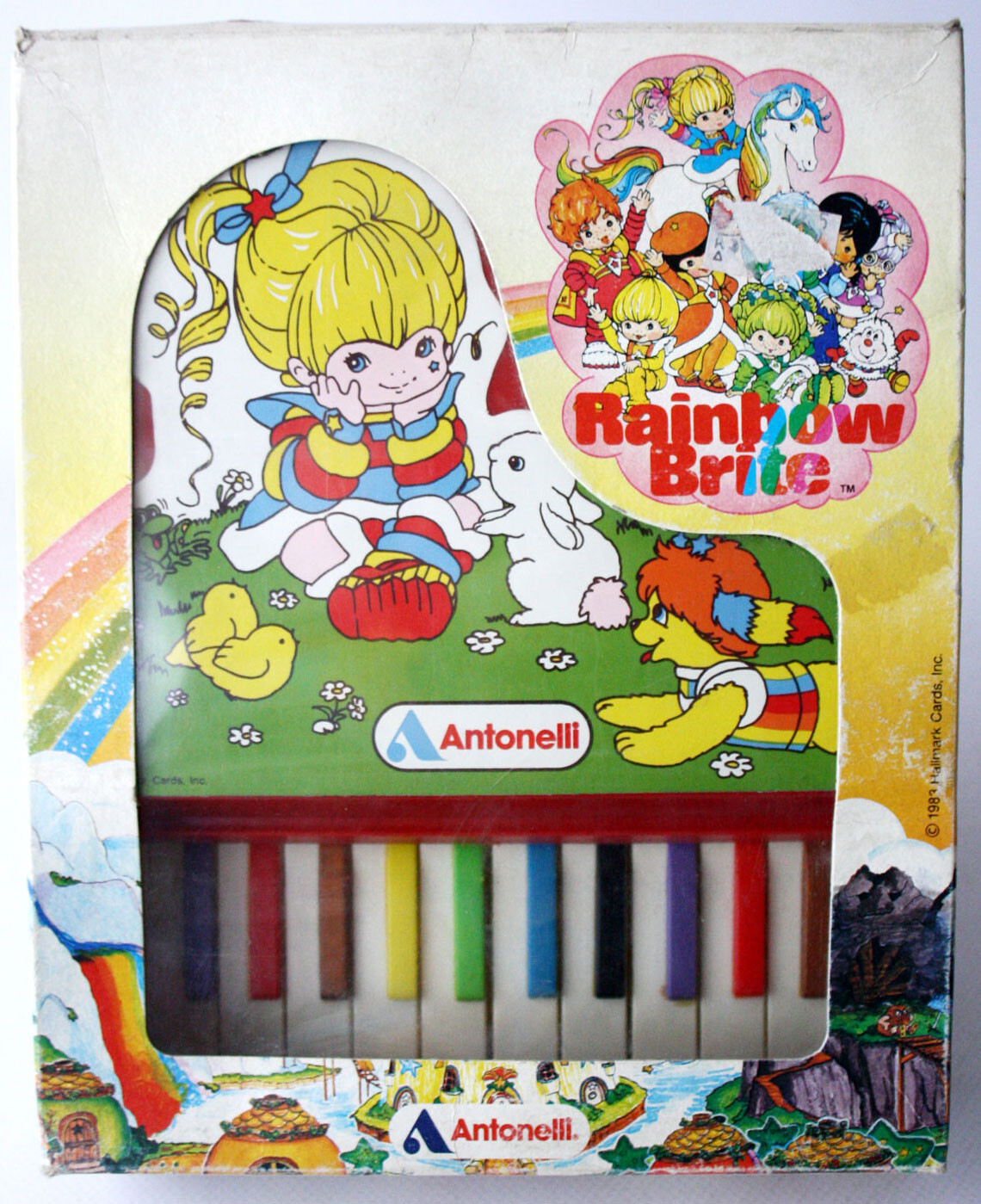 RARE VINTAGE 1983 RAINBOW BRITE 10 KEYS PIANO + SONG BOOK ANTONELLI ITALY NEW !