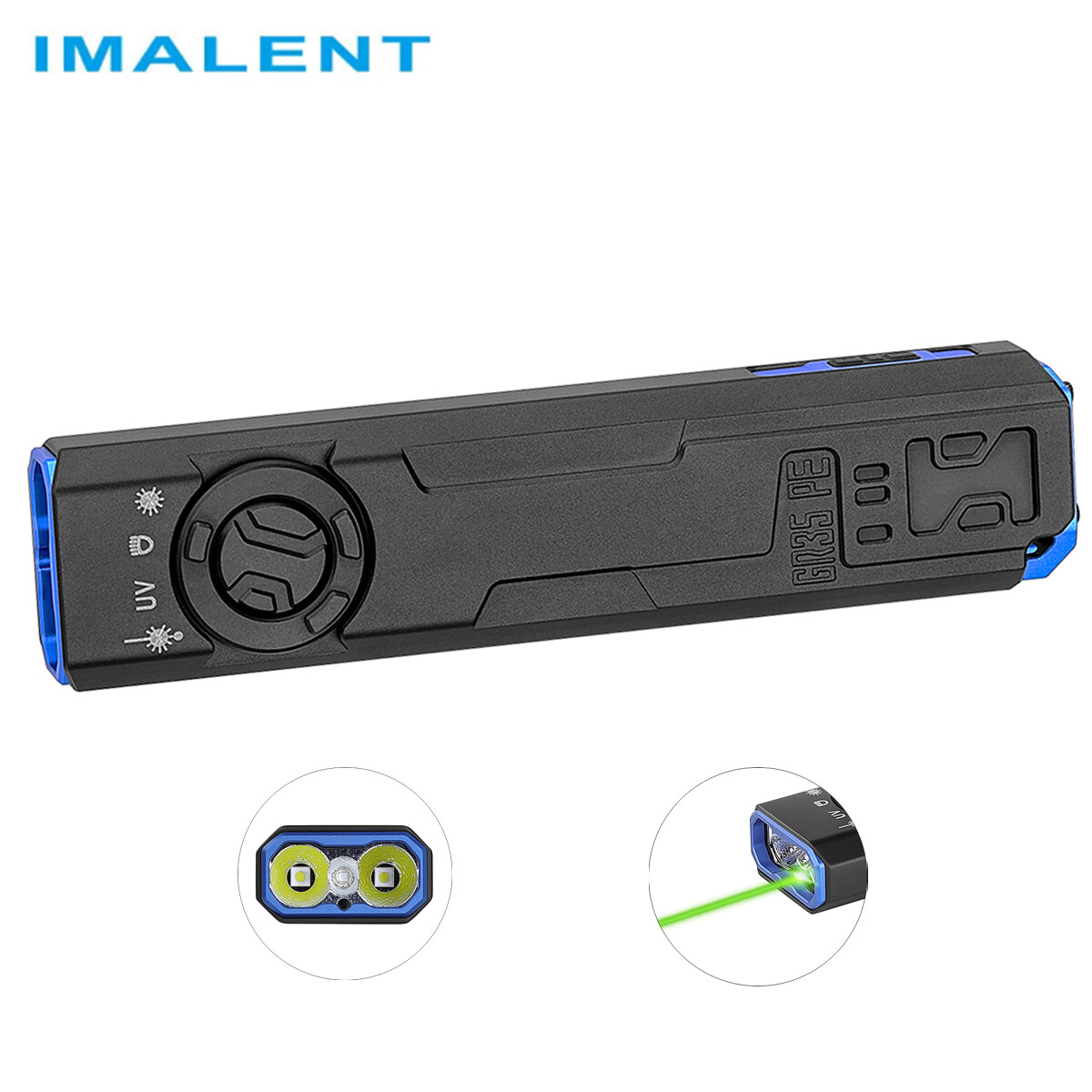 IMALENT GR35 Ultra 2800 Lumen EDC Flashlight with UV Light & Green Laser