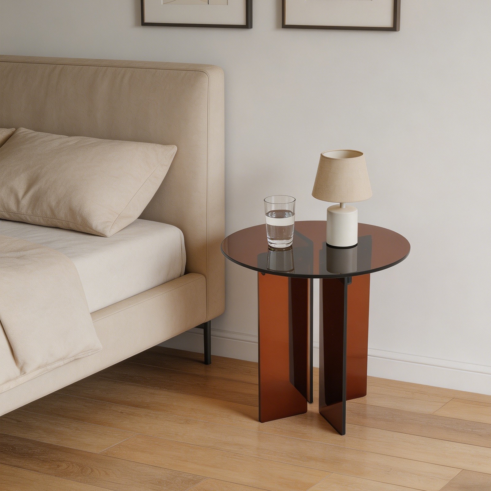 Acrylic Small Coffee Table,Round End Table,Minimalist Side Table for Living Room