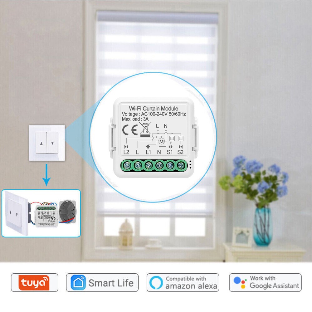 Smart WiFi Switch Curtain Blinds Module Roller Shutter Motor For Tuya Alexa US