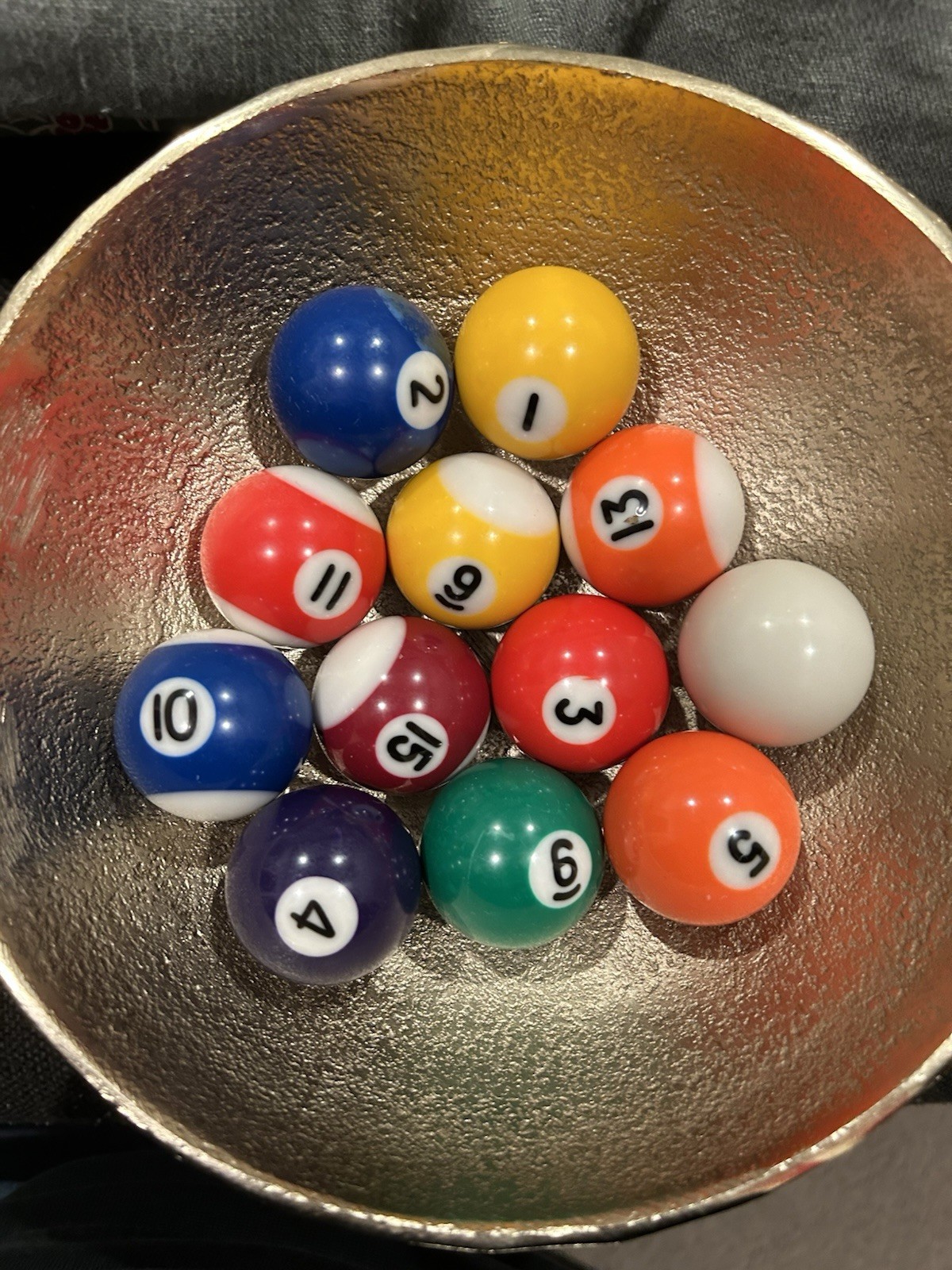 Mini Pool Balls (12 Count) Missing #7,8,12,14