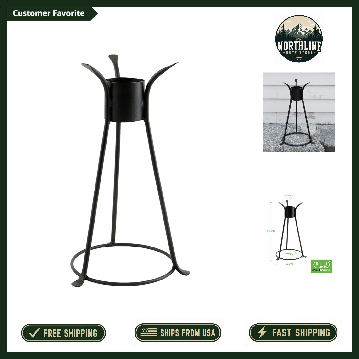 Weather-Resistant 13.5-in Iron Gazing Globe Stand for Timeless Garden Elegance