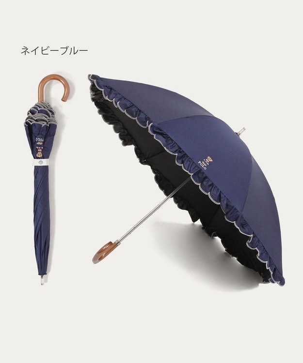 POLO RALPH LAUREN Polo Bear Frill UV Cut Sun & Rain Umbrella Navy 50cm