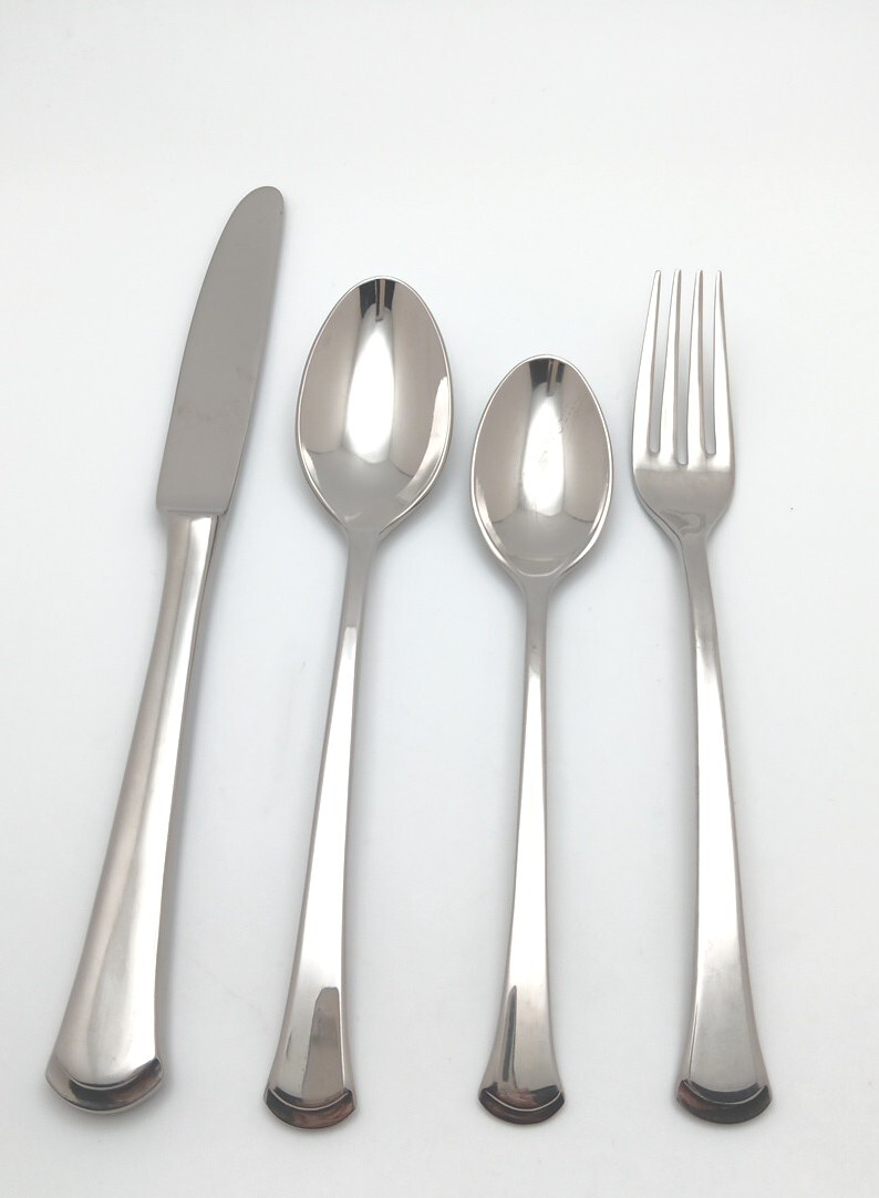 Dansk Europa Knife Spoon Teaspoon Fork 4Pc Set 18/10 Stainless Glossy Flatware