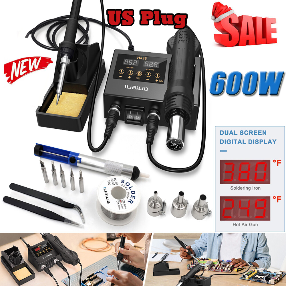 ILibILib 600W Solder Station Digital Soldering Iron Kit Hot Air Rework station