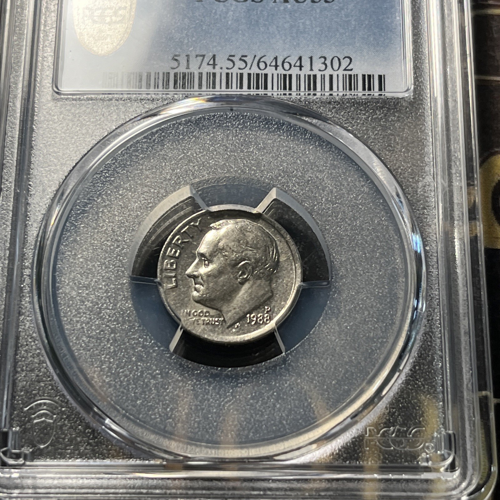 1988 P Dime AU55 PCGS Graded