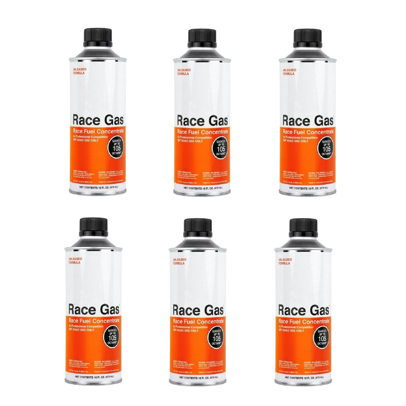 Race Gas 100016 16 oz. Cans of Offroad Race Fuel Concentrate Additive, Set of 6