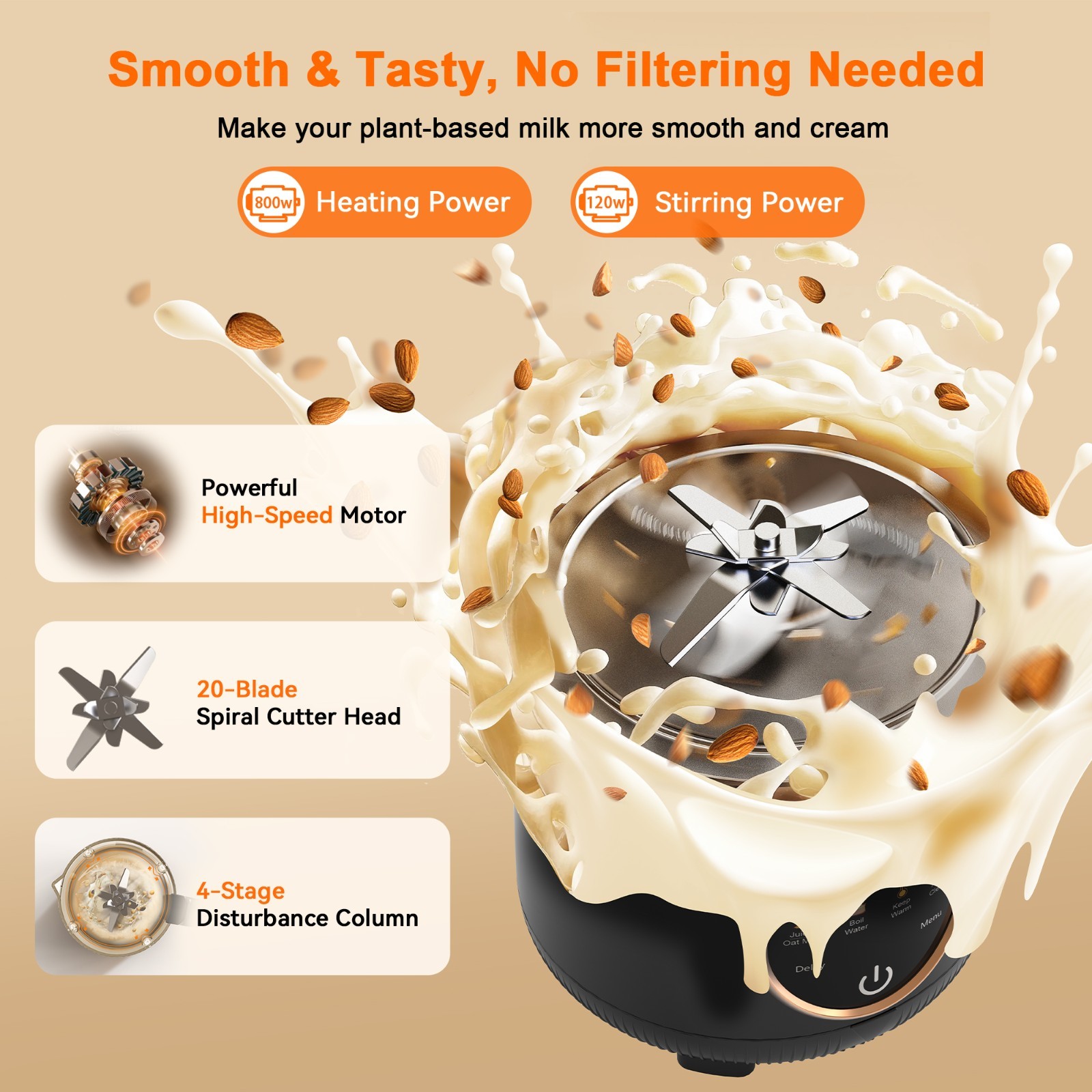 50oz 10-in-1 Nut Milk Maker Automatic Soy Milk Machine,Delay Setting,Self Clean