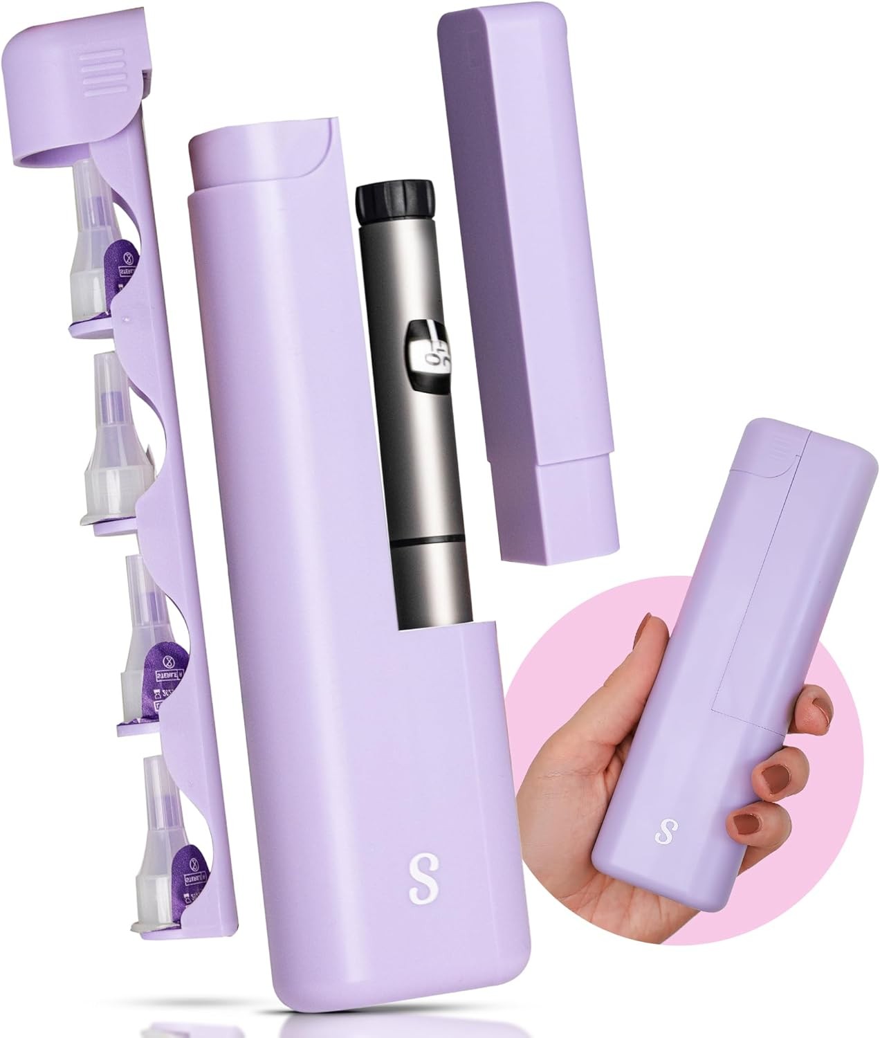 STRAWBERRY & CO DailyEase Insulin Travel Case with Built-in Sharps Purple