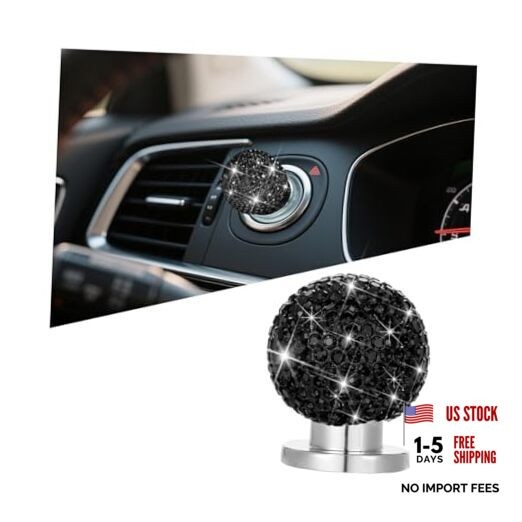 Bling Car Push Start Button Cover, Crystal Rhinestone One Touch Vehicle Black