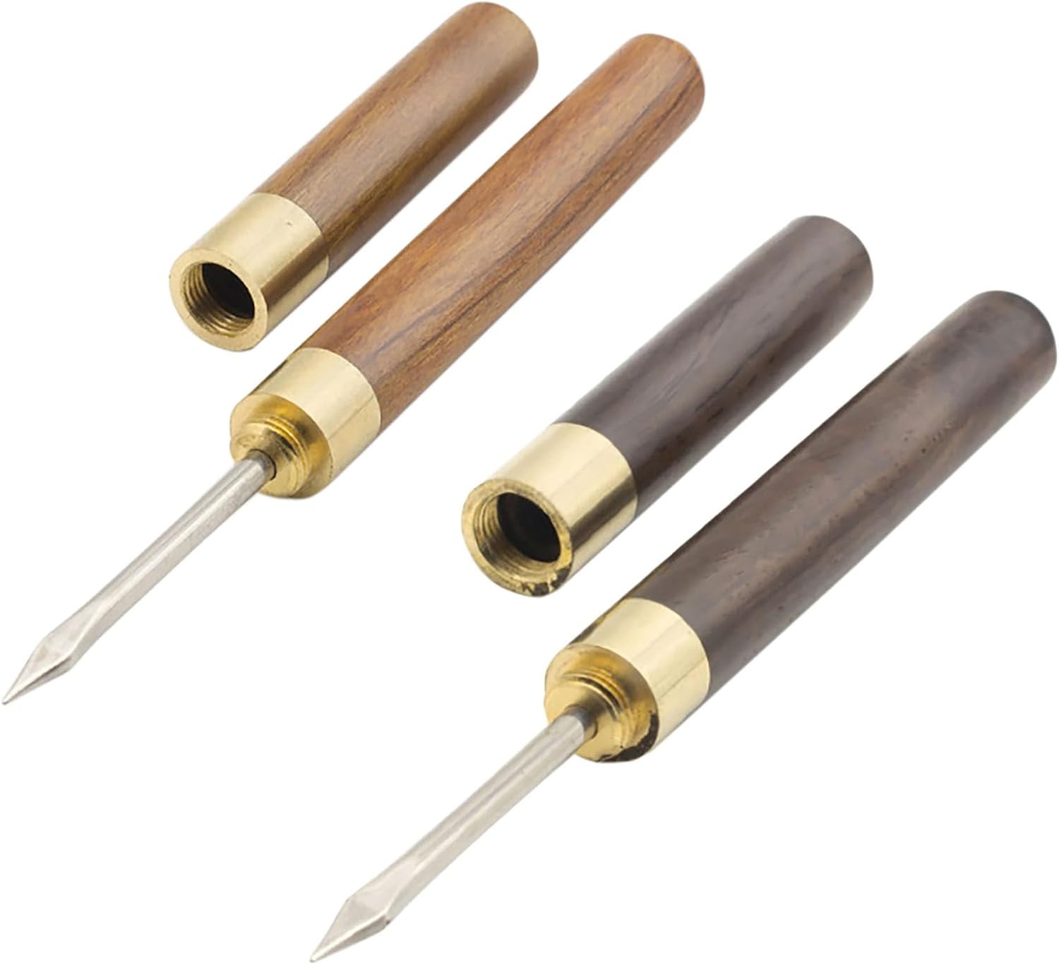 2 Pcs Ice Pick with Wooden Handle and Cover, 5.5 Inch Silver Stainless Steel Ice