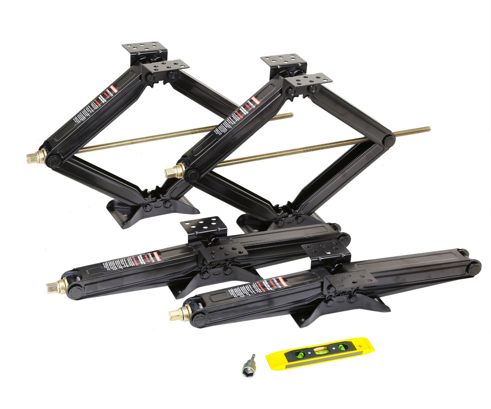Set 4 ROCKMAN RV CamperTrailer Stabilizer Leveling Scissor Jack Kit 24" 5000lbs