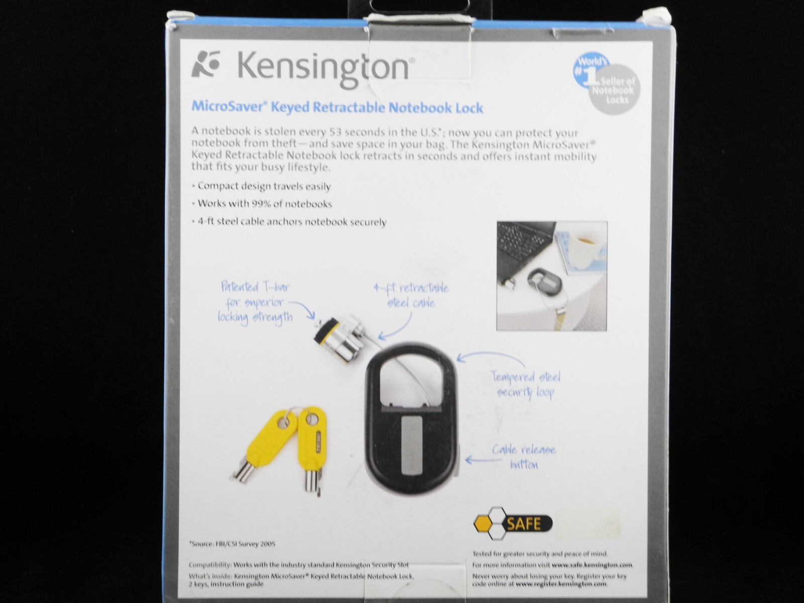 NEW Kensington MicroSaver Keyed Retractable Notebook Lock