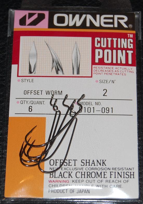 OWNER Offset Shank Worm Hooks 5101-091 Size 2 - 6 pack 90 degree bend shoulder