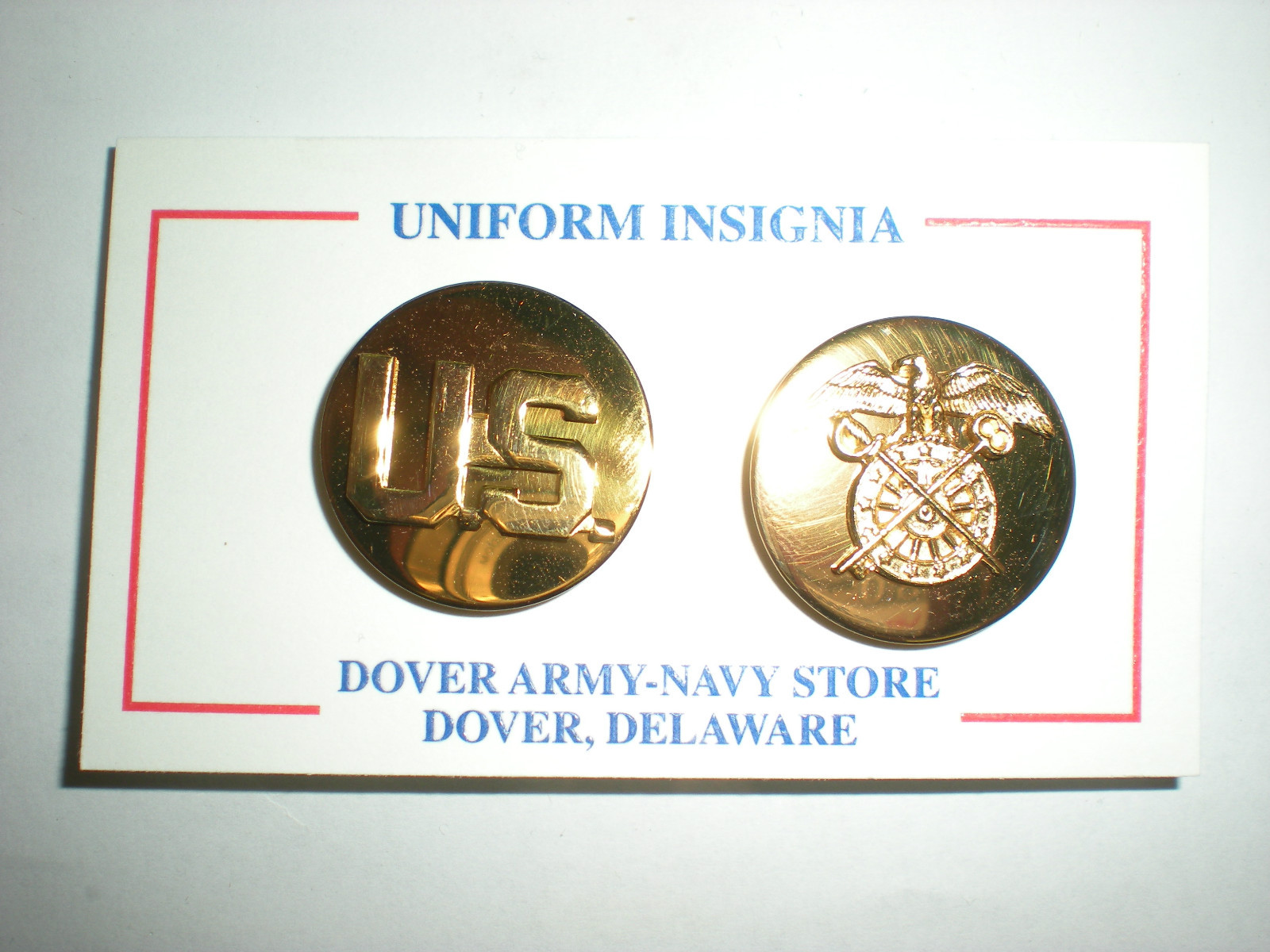 US ARMY QUARTERMASTER ENLISTED COLLAR BADGES - 1 PAIR