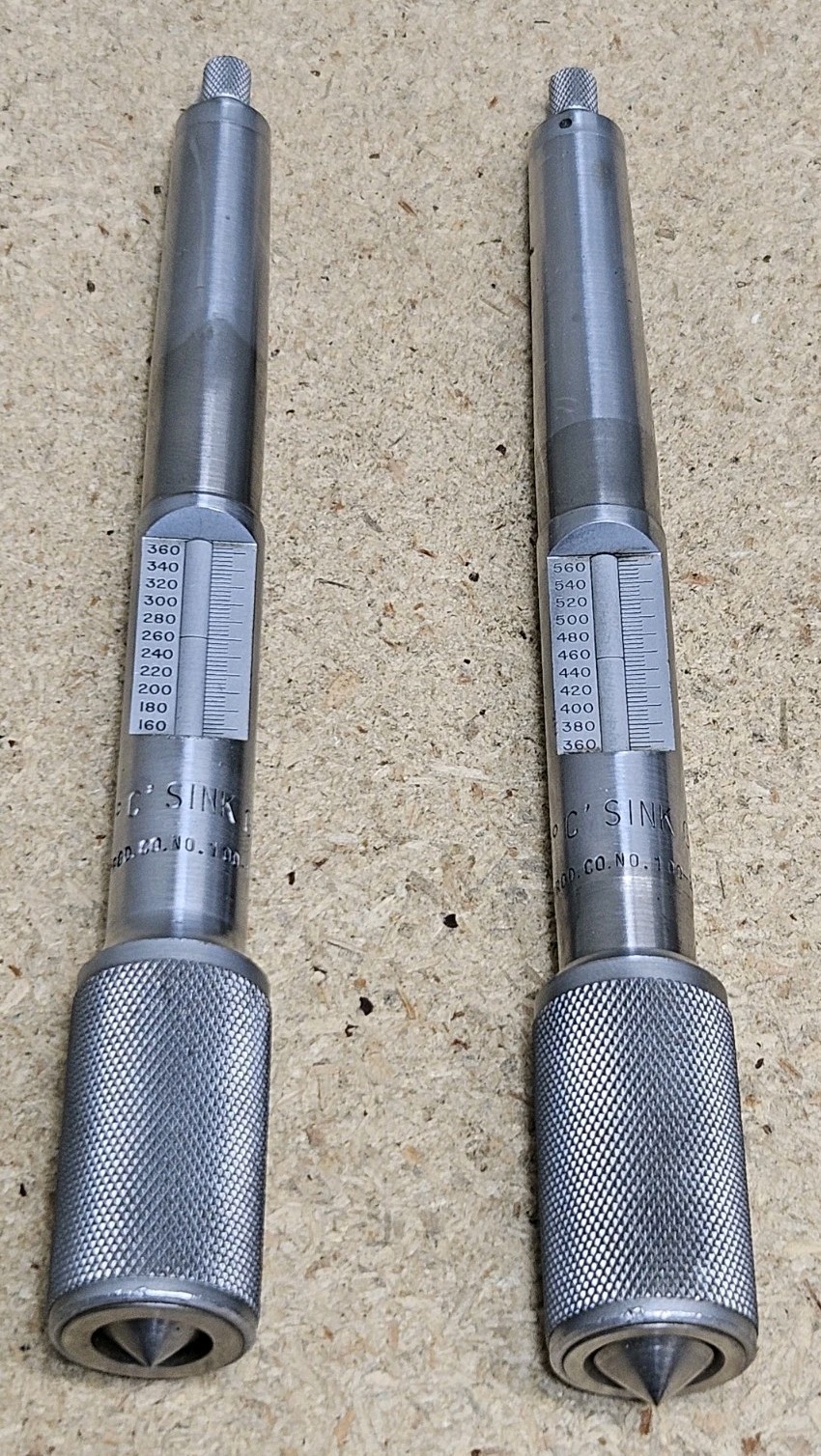 Trio Prod. No. No. 100-1 and 100-2 countersink gage 100⁰ - .160" to .560" range