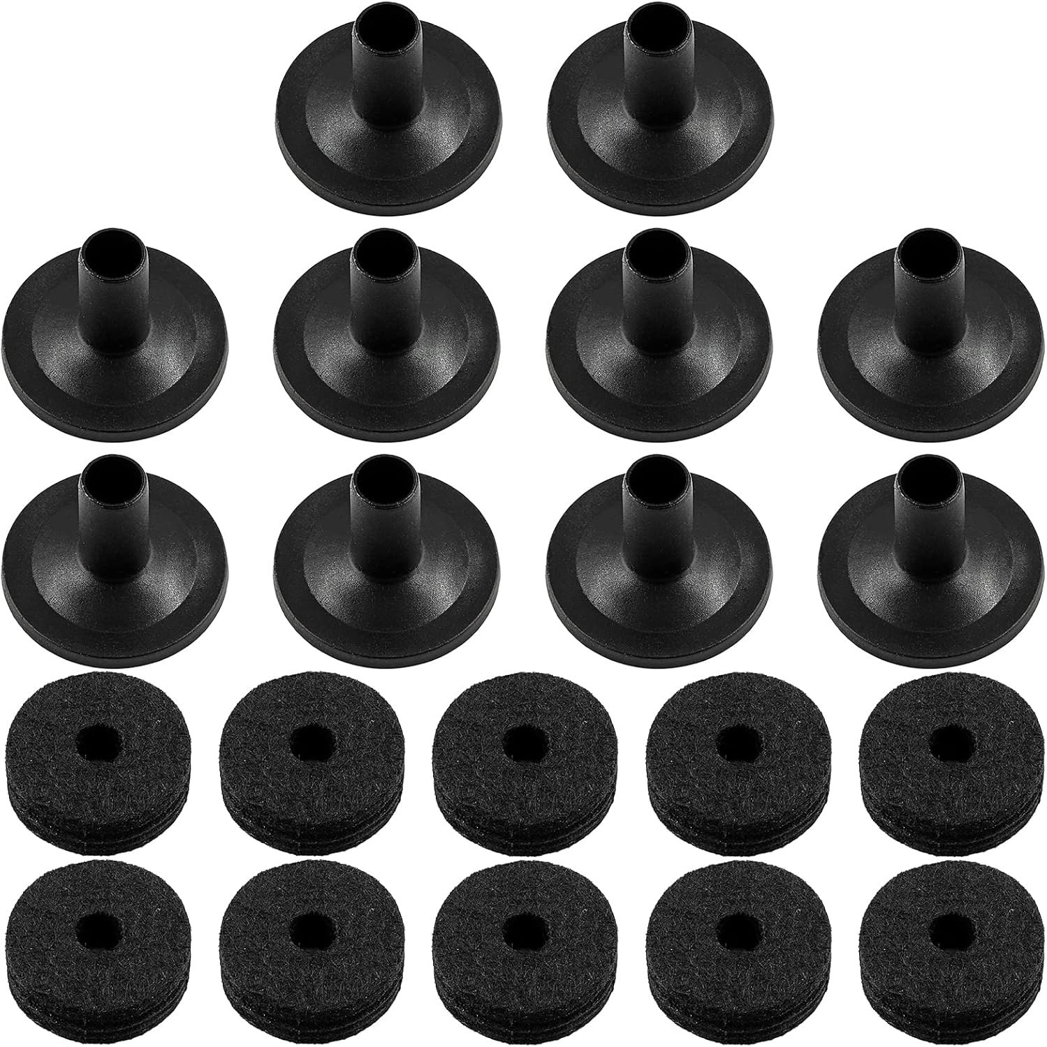 20Pcs Cymbal Felts Drum Accessories, Includes Felt Cymbal Sleeves & Washers, Bla