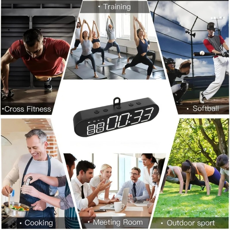 Gym Timer Clock Remote Control Fitness Interval Timer LED Digital Gym Wall Clock