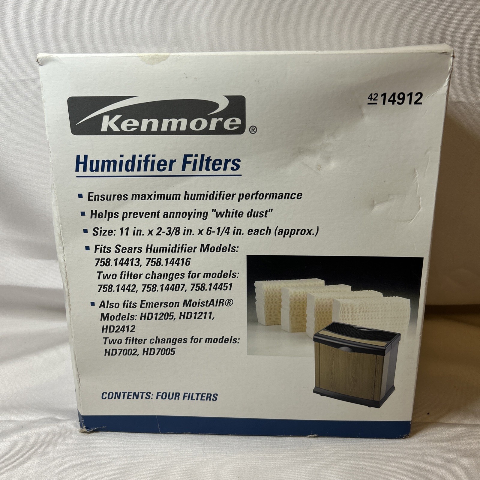 Kenmore 14912 Console Humidifier Replacement Filters - 4 New in Box