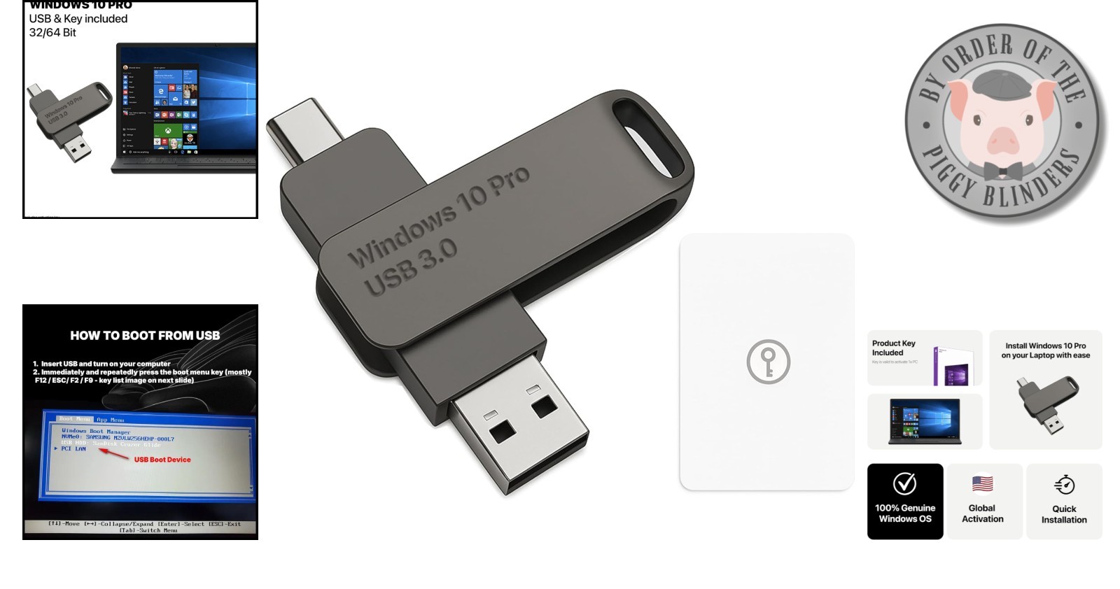 USB Type C & A Bootable Installer for Windows 10 Pro – Recover, Restore, Repair
