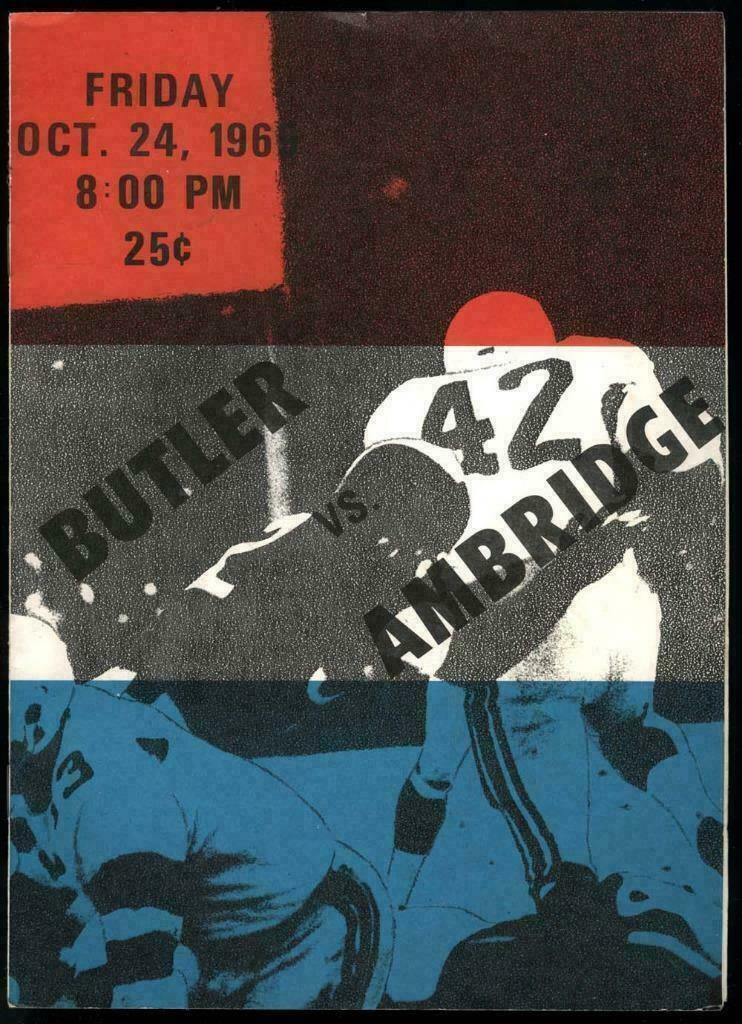 Butler Pa vs Ambridge Oct 24 1969 High School Football Program Sequinettes Armco