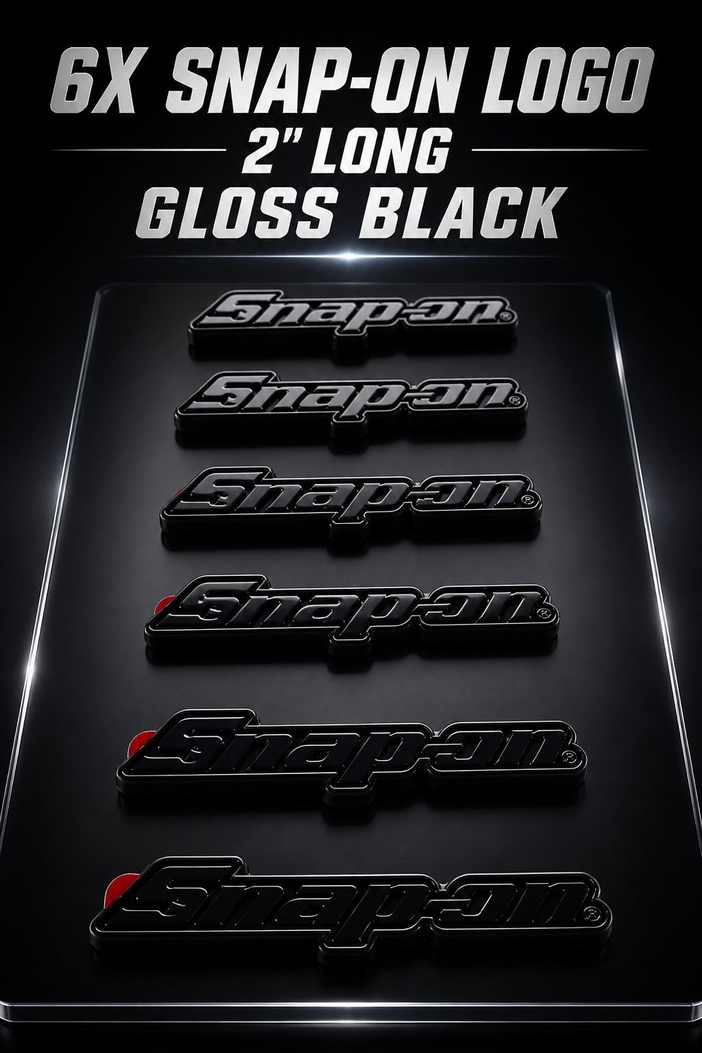 6PK SNAP ON TOOL BOX LOGO EMBLEM Gloss Black ⚫️ Plastic Badge Decal 2" MICRO NEW