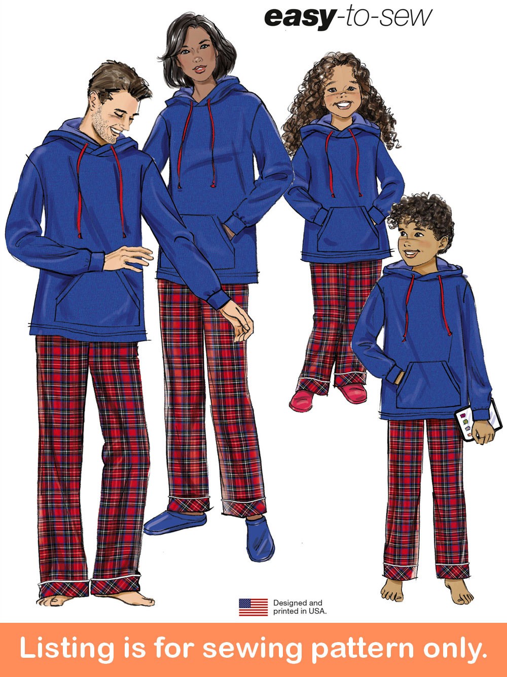 SEWING PATTERN Matching Pajamas Hoodie Winter Kids Men Women Teen Christmas 3173